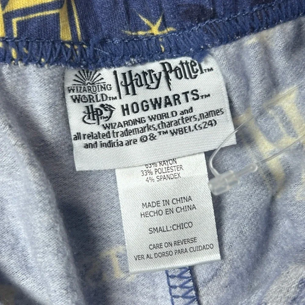 Harry Potter Hogwarts Pajamas Set Adult Large Blue Spell Print Long Sleeve Pants
